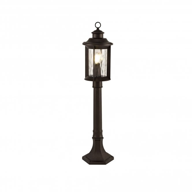 DIMPLE small outdoor lamp post or pillar lantern in bronze with dimpled glass