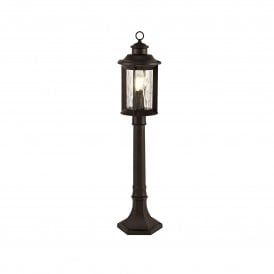 DIMPLE small outdoor lamp post or pillar lantern in bronze with dimpled glass