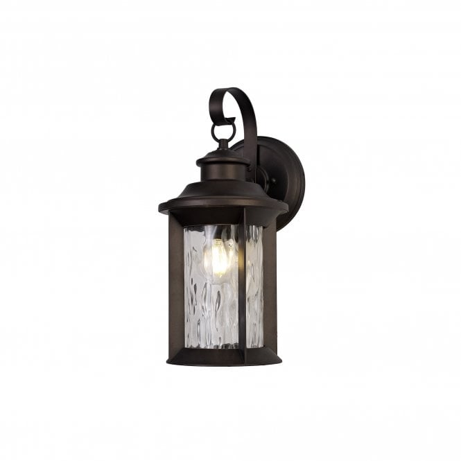 DIMPLE small outdoor wall lantern in bronze with dimpled glass