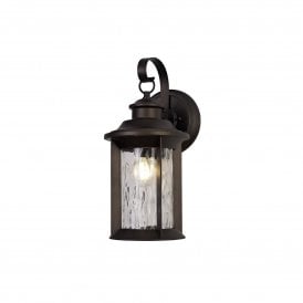 DIMPLE small outdoor wall lantern in bronze with dimpled glass