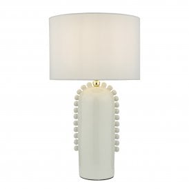 Ceramic Table Lamp in White with White Shade