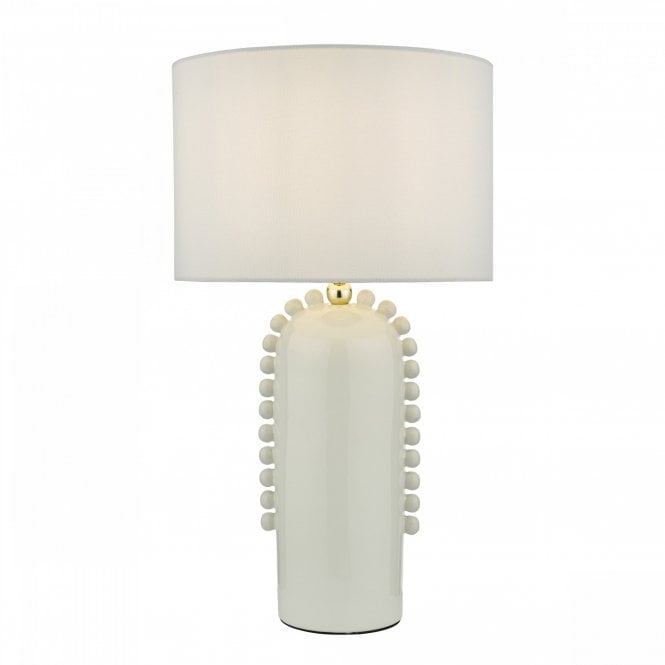 Dolce White Ceramic and Gold Metal Table Lamp With Shade