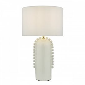 Dolce White Ceramic and Gold Metal Table Lamp With Shade