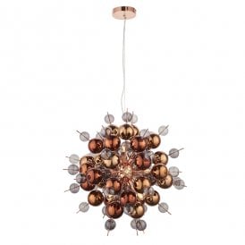 DORADUS Copper Plated Pendant With Tinted Glass Spheres