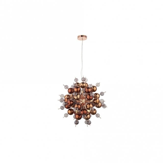 DORADUS Copper Plated Pendant With Tinted Glass Spheres
