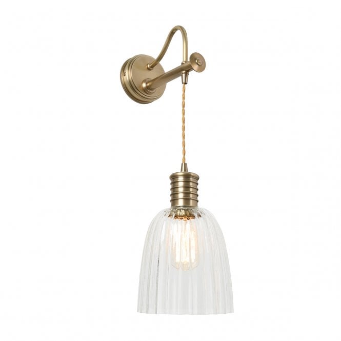 DOUILLE aged brass hanging wall light with glass shade