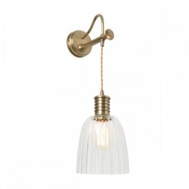 DOUILLE aged brass hanging wall light with glass shade