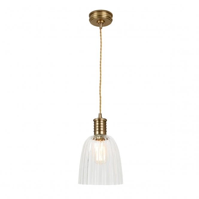 DOUILLE aged brass pendant with glass shade