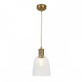 DOUILLE aged brass pendant with glass shade