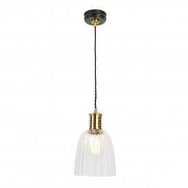 Bare Bulb Lamp Holder Pendant - Black With Polished Brass