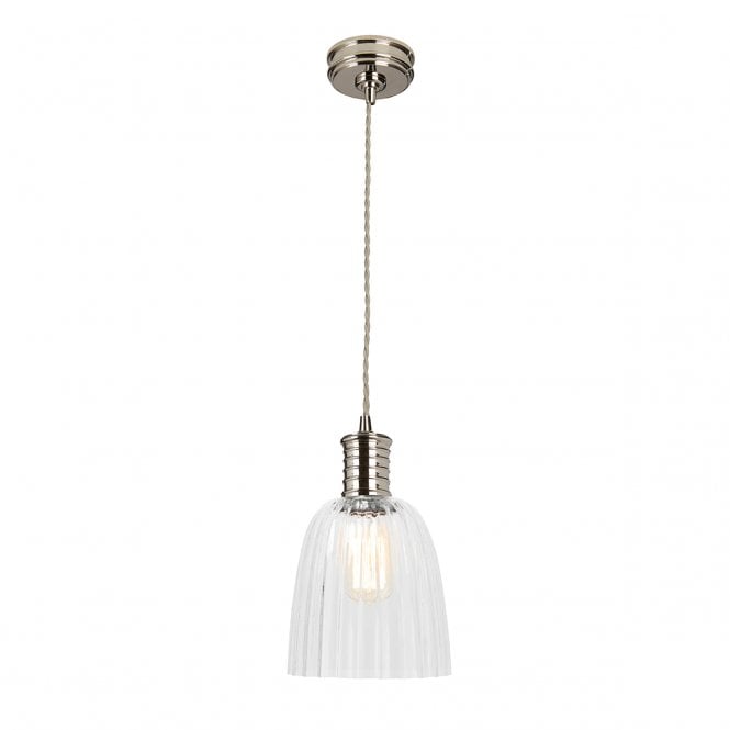 DOUILLE polished nickel pendant with glass shade