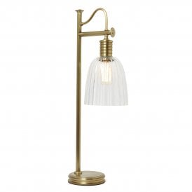Vintage Industrial Style Bare Bulb Table Lamp - Aged Brass