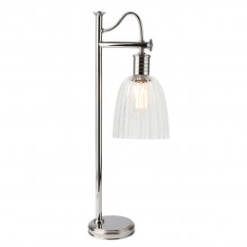 Vintage Industrial Style Bare Bulb Table Lamp - Polished Nickel