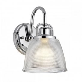 DUBLIN chrome bathroom wall light with textured glass shade