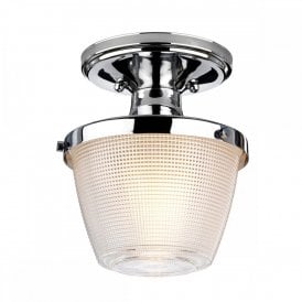 DUBLIN !P44 bathroom ceiling light in chrome with textured glass shade