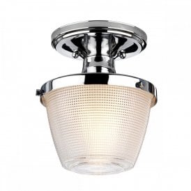 DUBLIN !P44 bathroom ceiling light in chrome with textured glass shade