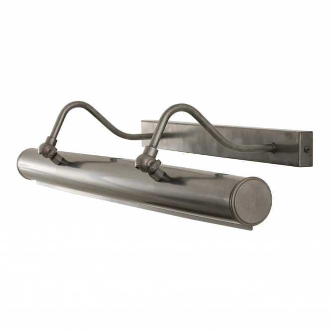DUBLIN traditional, longer length, solid brass picture light with an antique silver finish