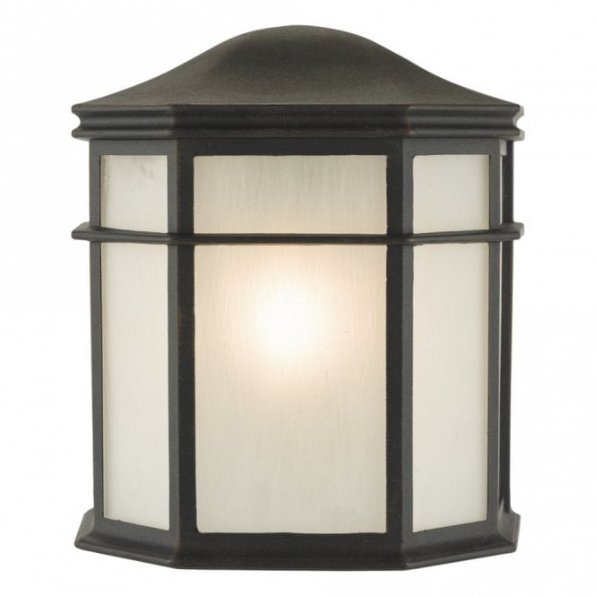 DULBECCO traditional matt black flush fitting IP44 outdoor wall lantern