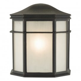 DULBECCO traditional matt black flush fitting IP44 outdoor wall lantern