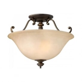 DUNHILL bronze semi-flush ceiling light with alabster glass shade