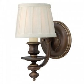 DUNHILL traditional bronze wall light with off-white pleated shade