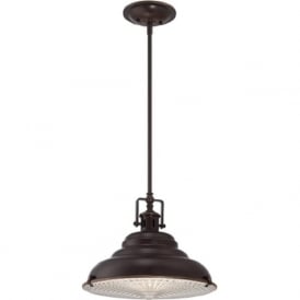 EASTVALE large bronze factory style ceiling pendant light
