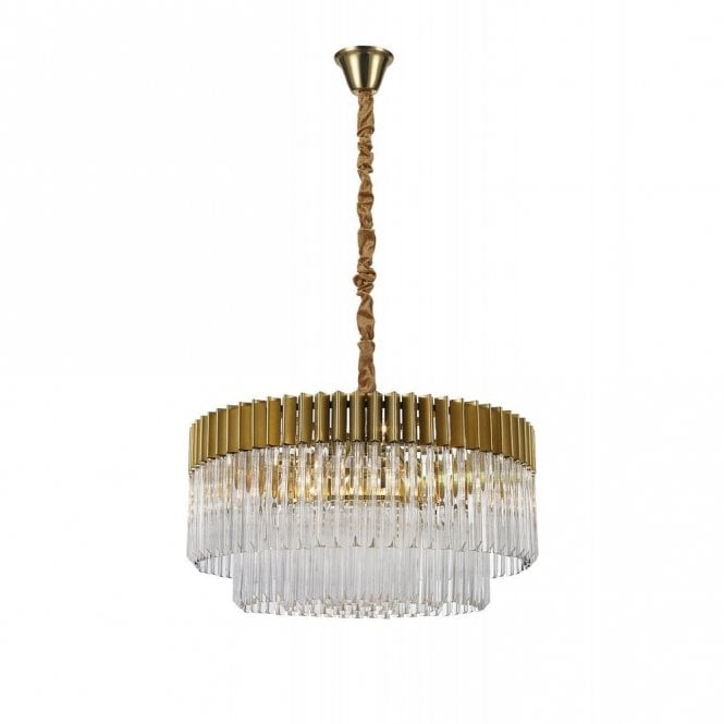 ECHELONS 12lt Brass & Glass Statement Chandelier