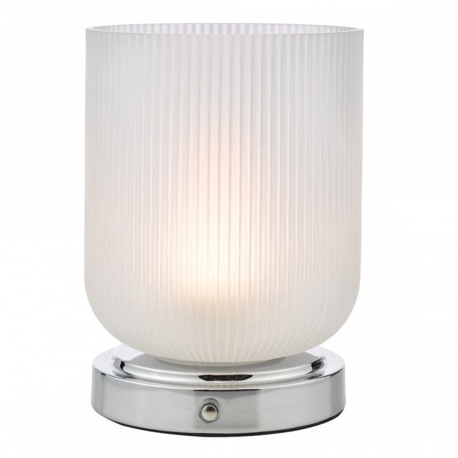 Echo Rechargeable LED Touch Lamp Polished Chrome and Ribbed Glass