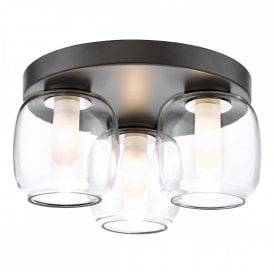 matt black semi flush bathroom ceiling light with glass shades