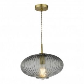EDMOND Pendant Smoked Glass Antique Brass Detail