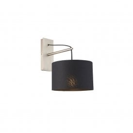 ELONGATE Wall Light In Matt Nickel With Black Shade