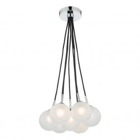 ELPIS 7 Light Cluster Pendant Polished Chrome Opal Glass