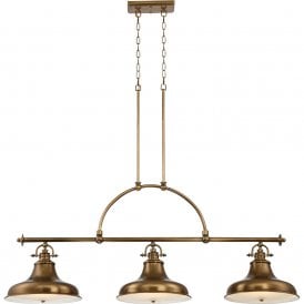 Kitchen Island Ceiling Pendant With 3 Lights - Weathered Brass