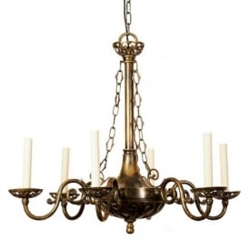 EMPIRE Edwardian antique brass chandelier with 6 candle lights