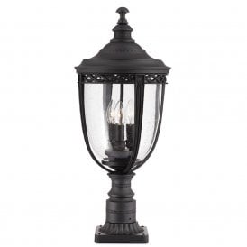ENGLISH BRIDLE black pedestal or garden post light - large