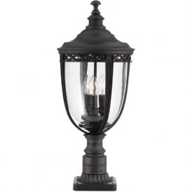 ENGLISH BRIDLE black pedestal or garden post light - large