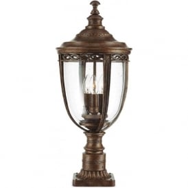 ENGLISH BRIDLE bronze pedestal or garden post light - large