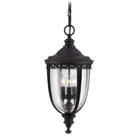 ENGLISH BRIDLE traditional black hanging porch lantern - large