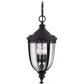 ENGLISH BRIDLE traditional black hanging porch lantern - large