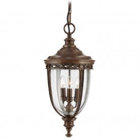 ENGLISH BRIDLE traditional bronze hanging porch lantern - large