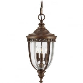 ENGLISH BRIDLE traditional bronze hanging porch lantern - large