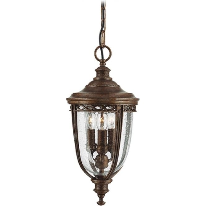 ENGLISH BRIDLE traditional bronze hanging porch lantern - medium