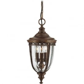 ENGLISH BRIDLE traditional bronze hanging porch lantern - medium