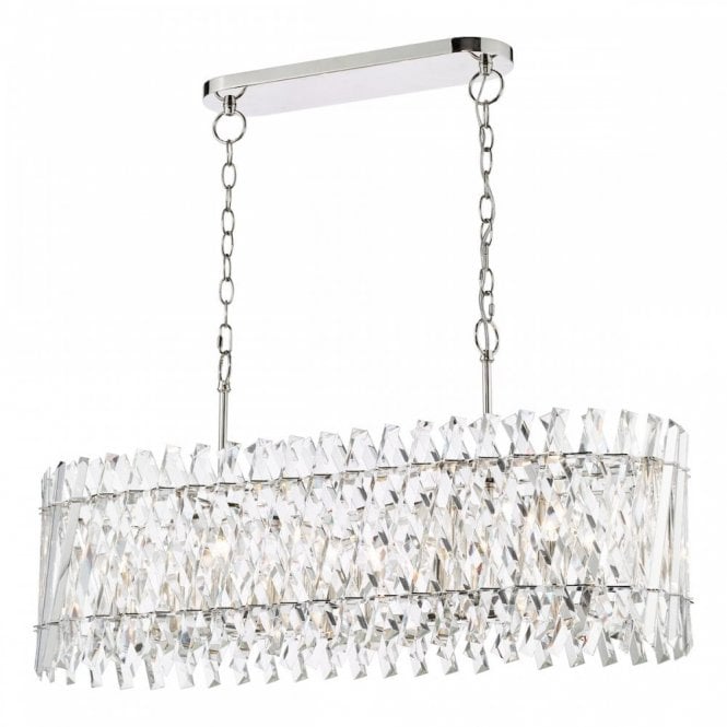 Entwine 10 Light Bar Pendant in Polished Nickel and Crystal