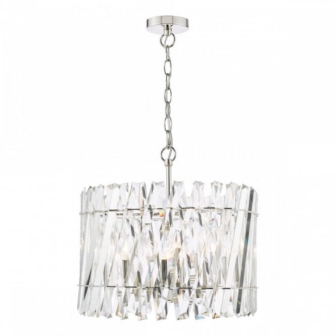Entwine 6 Light Pendant in Polished Nickel and Crystal