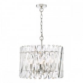 polished nickel and crystal drum pendant