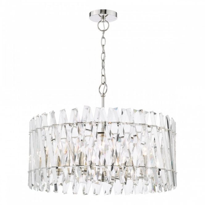 Entwine 8 Light Pendant in Polished Nickel and Crystal