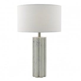 EREBUS pale grey marble effect table lamp with shade