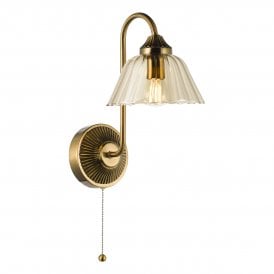 Wall light in antique bronze and amber glass