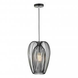Single wire pendant black and chrome 